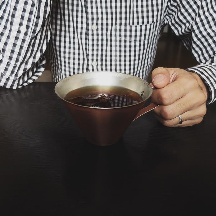 Handcrafted 手工銅製冰咖啡杯(350ml)- 紅白 -