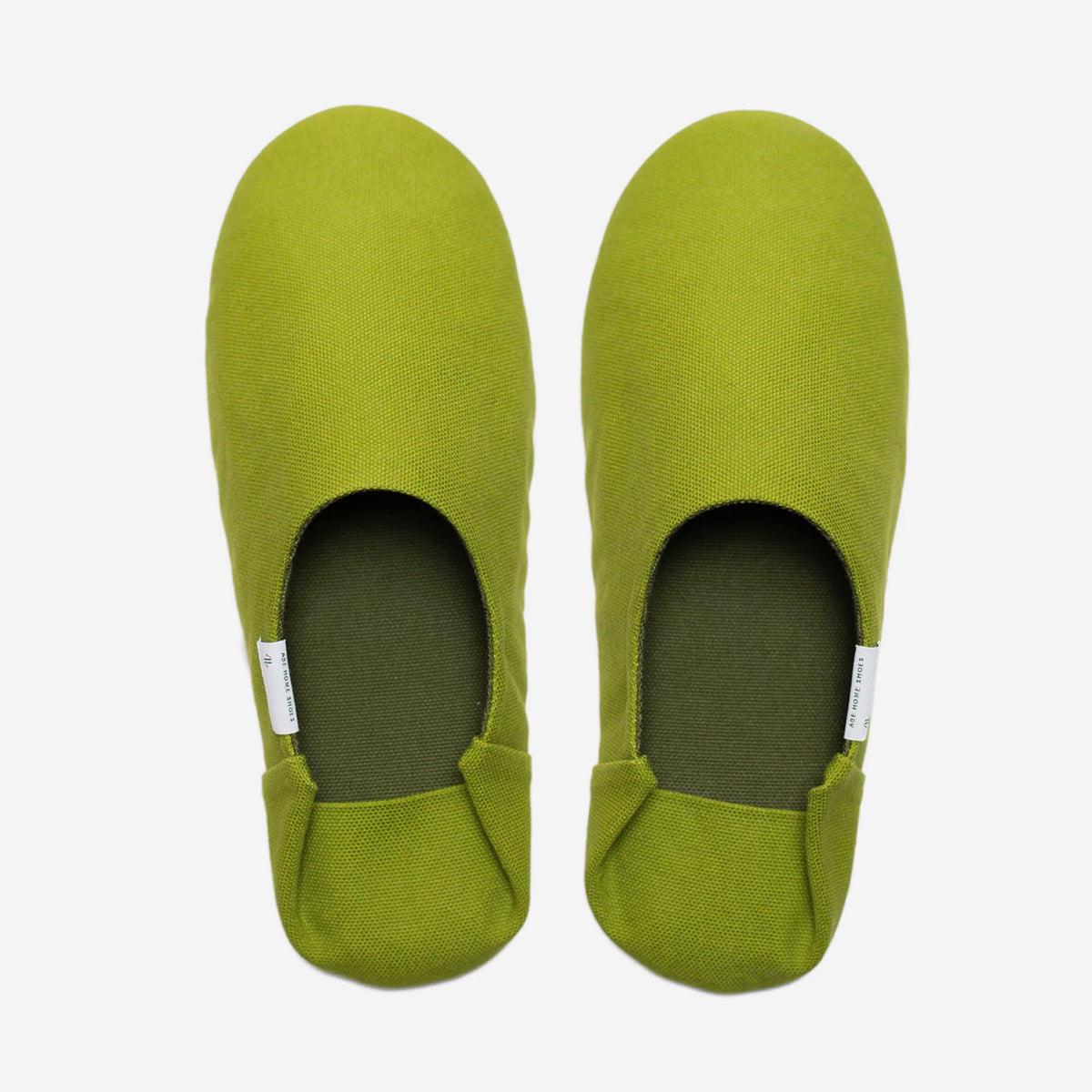 Olive green canvas babouche, top view #Color_Olive Green