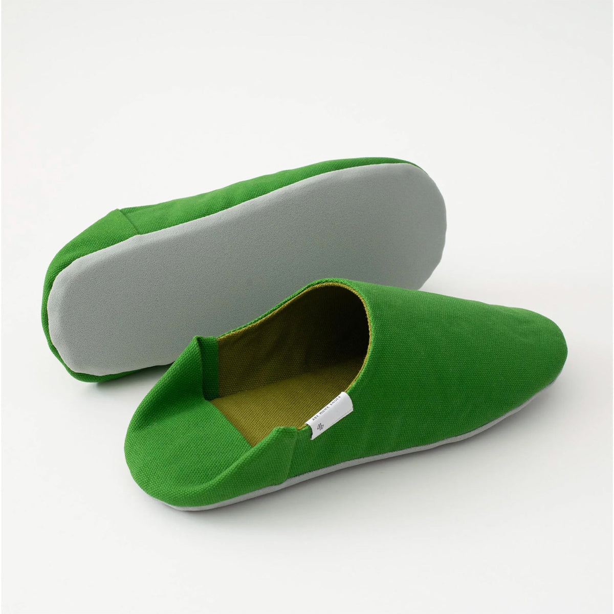 Citron green canvas babouche, sole view #Color_Citron Green