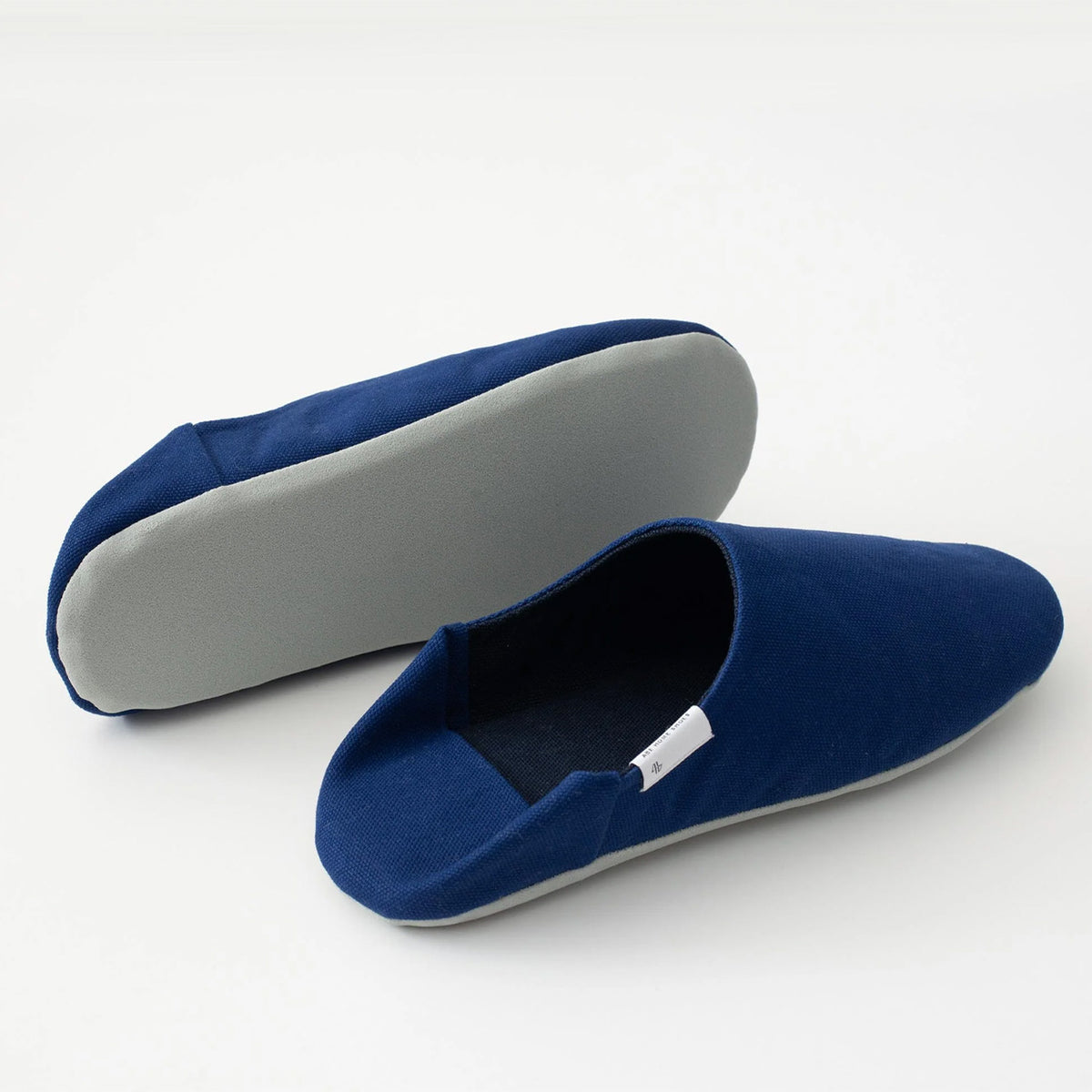 Ink blue canvas babouche, sole view #Color_Ink Blue