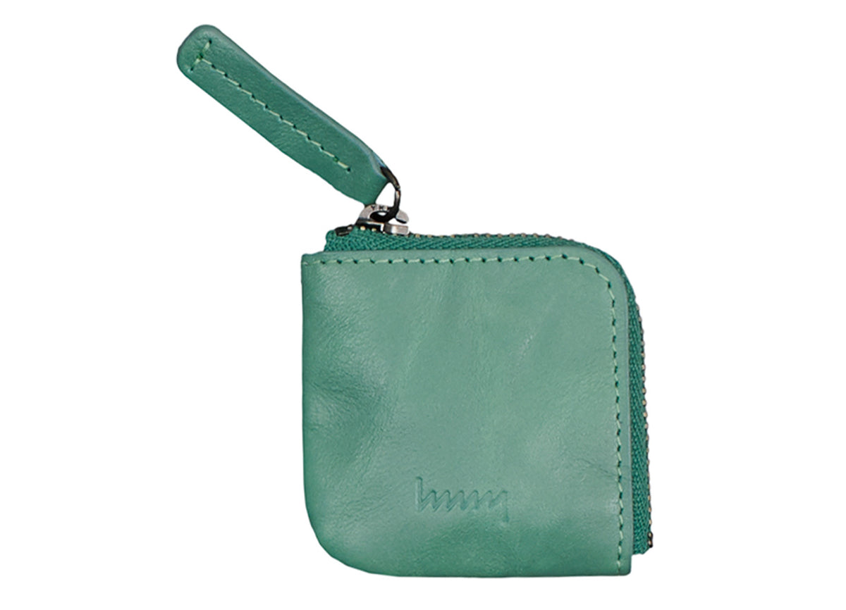 Green cowhide mini coin purse #Color_Green