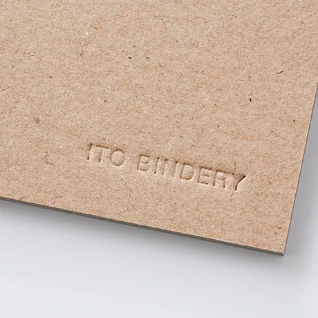 Subtle debossed ITO BINDERY logo on the cover