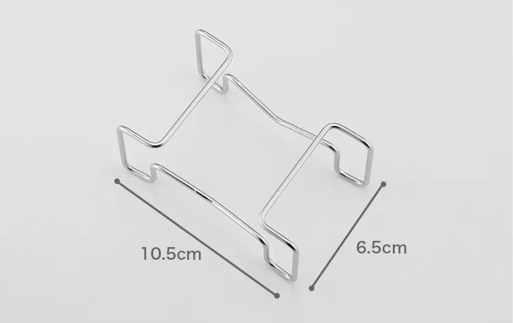 Drip bag stand dimensions: 10.5 cm wide, 6.5 cm deep