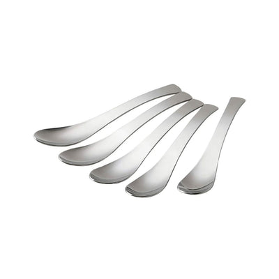 Set of five stainless steel coffee spoons