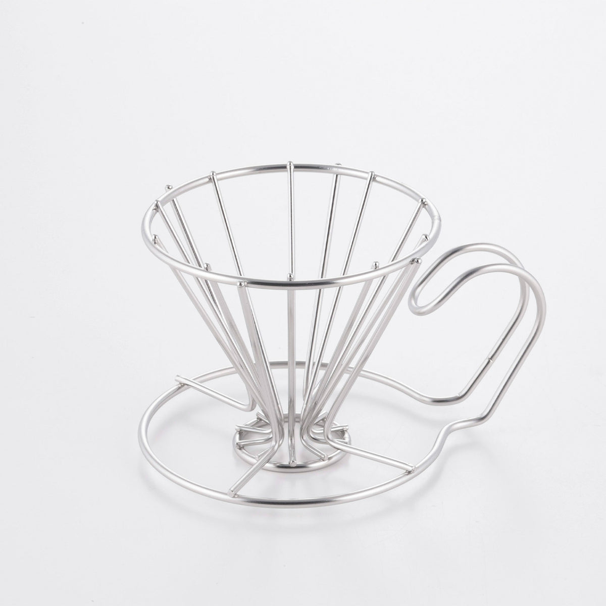 One Dripper for 1 cup, stainless steel wire, on white background