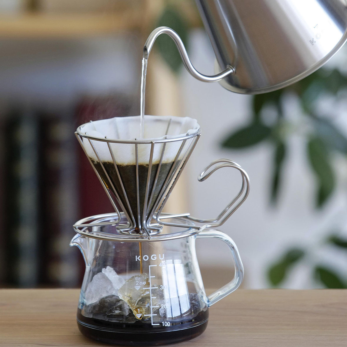 Wire dripper on a glass coffee server