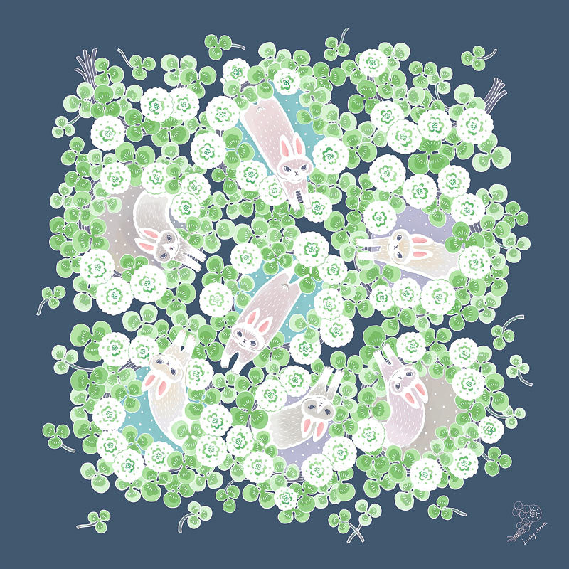 NAGARE water-repellent furoshiki – Rabbits & Clover pattern #Pattern_Rabbits & Clover