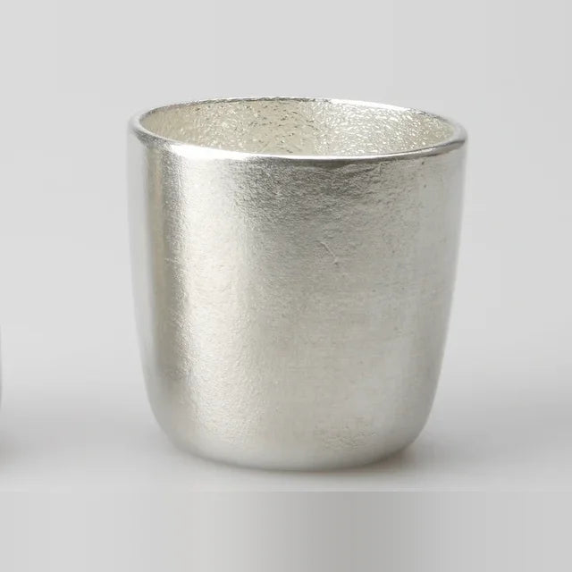 Larger FUTAE tin cup with a fine hammered texture
