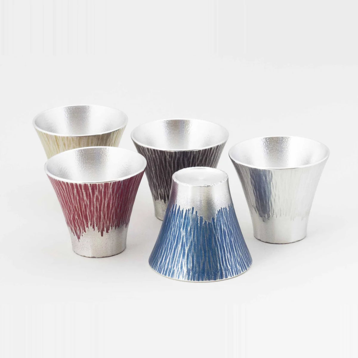 Mt. Fuji tin tumblers and guinomi in a group