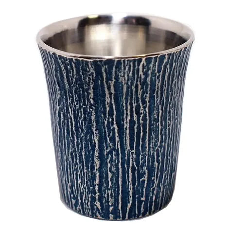 Osaka Suzuki tin guinomi sake cup, Shofu design in blue #Color_Blue