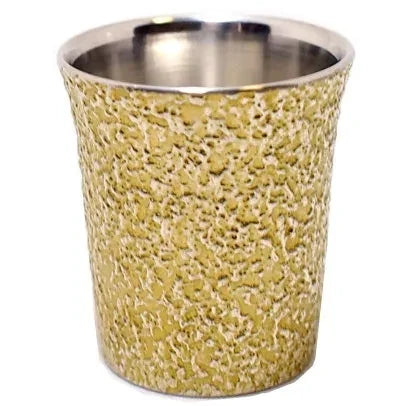 Osaka Suzuki tin guinomi sake cup, Sazare design in yellow #Color_Yellow