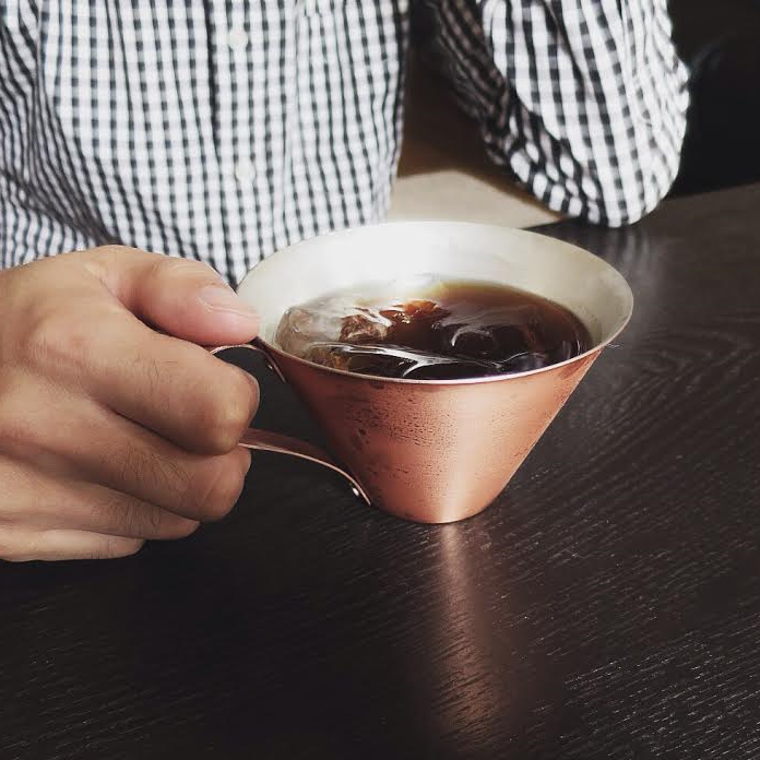 Handcrafted 手工銅製冰咖啡杯（350ml）- 紅白 -