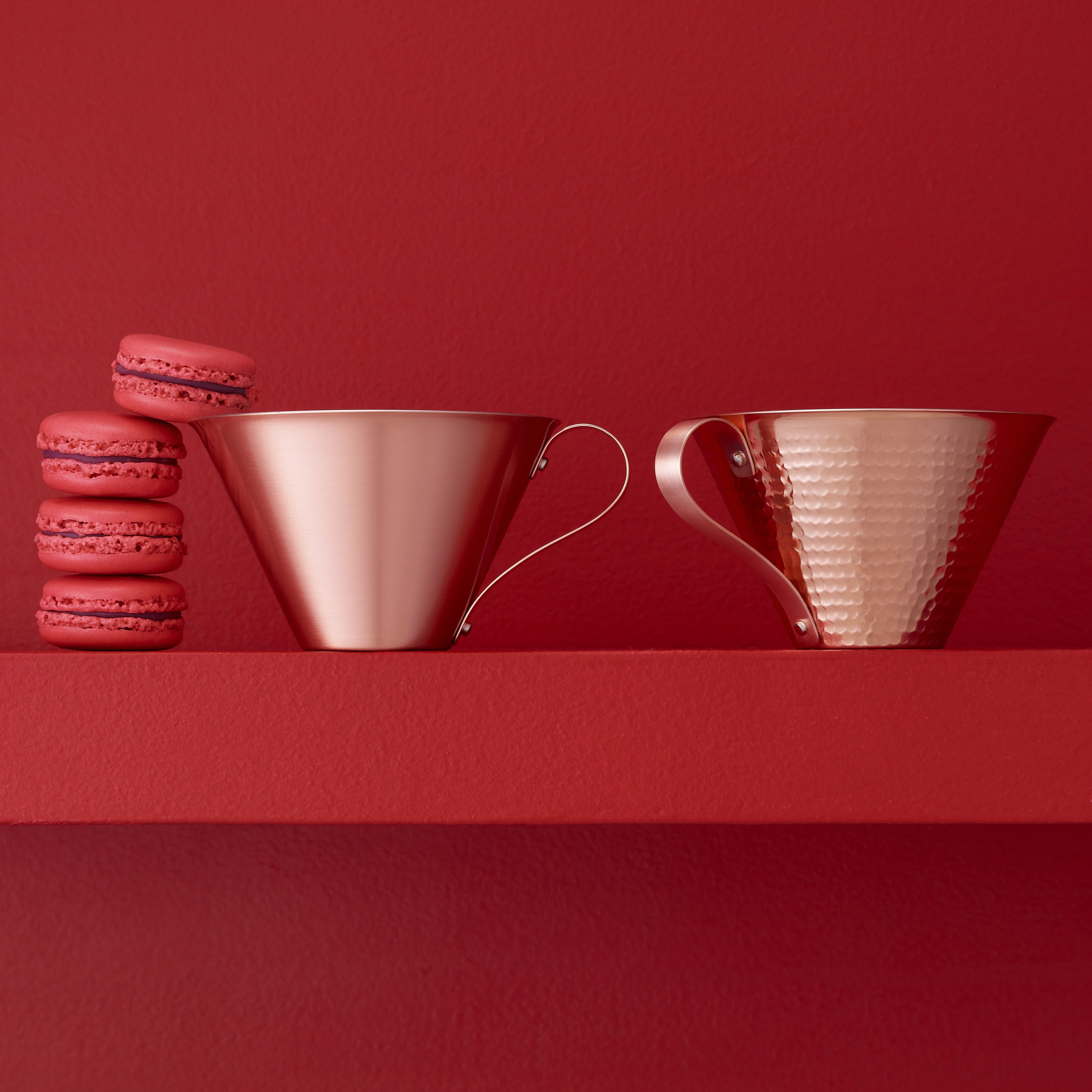 Handcrafted Copper Ice Coffee Cup (350ml) - RED&WHITE -