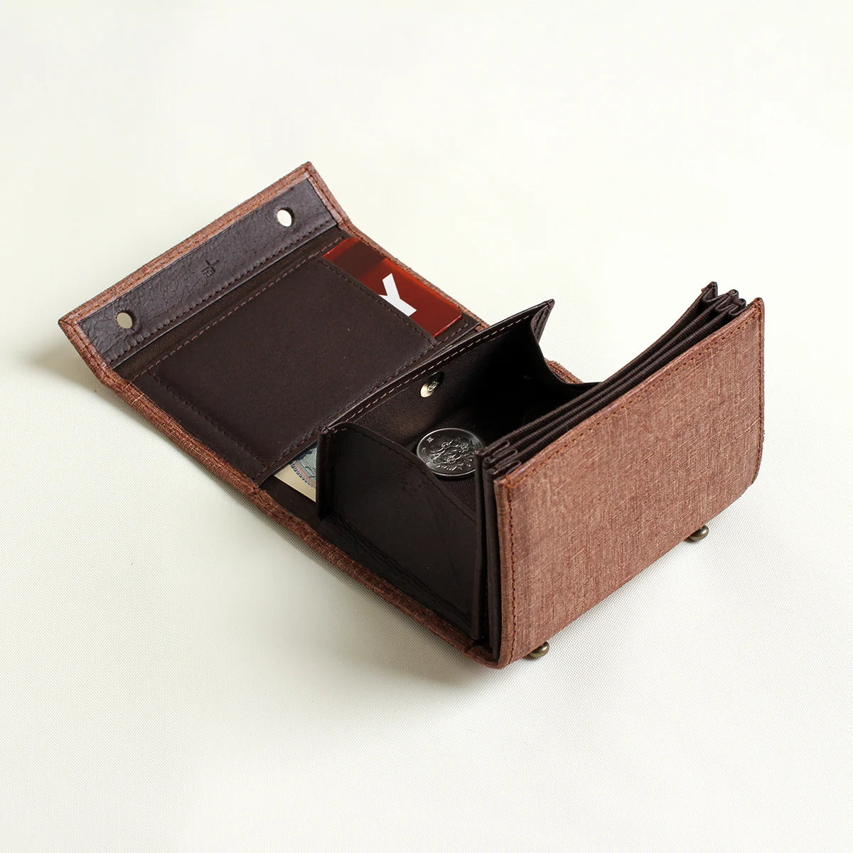 m+ Quadretti wallet in choco, opened