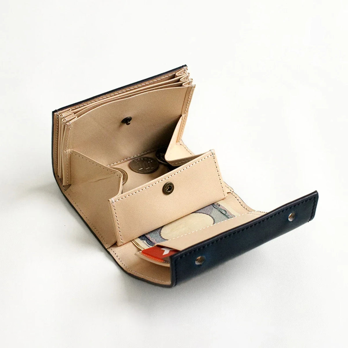 Natural leather interior of the m+ cordovan wallet