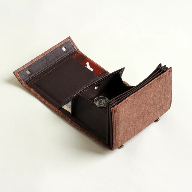 Inside of the m+ Quadretti wallet in choco