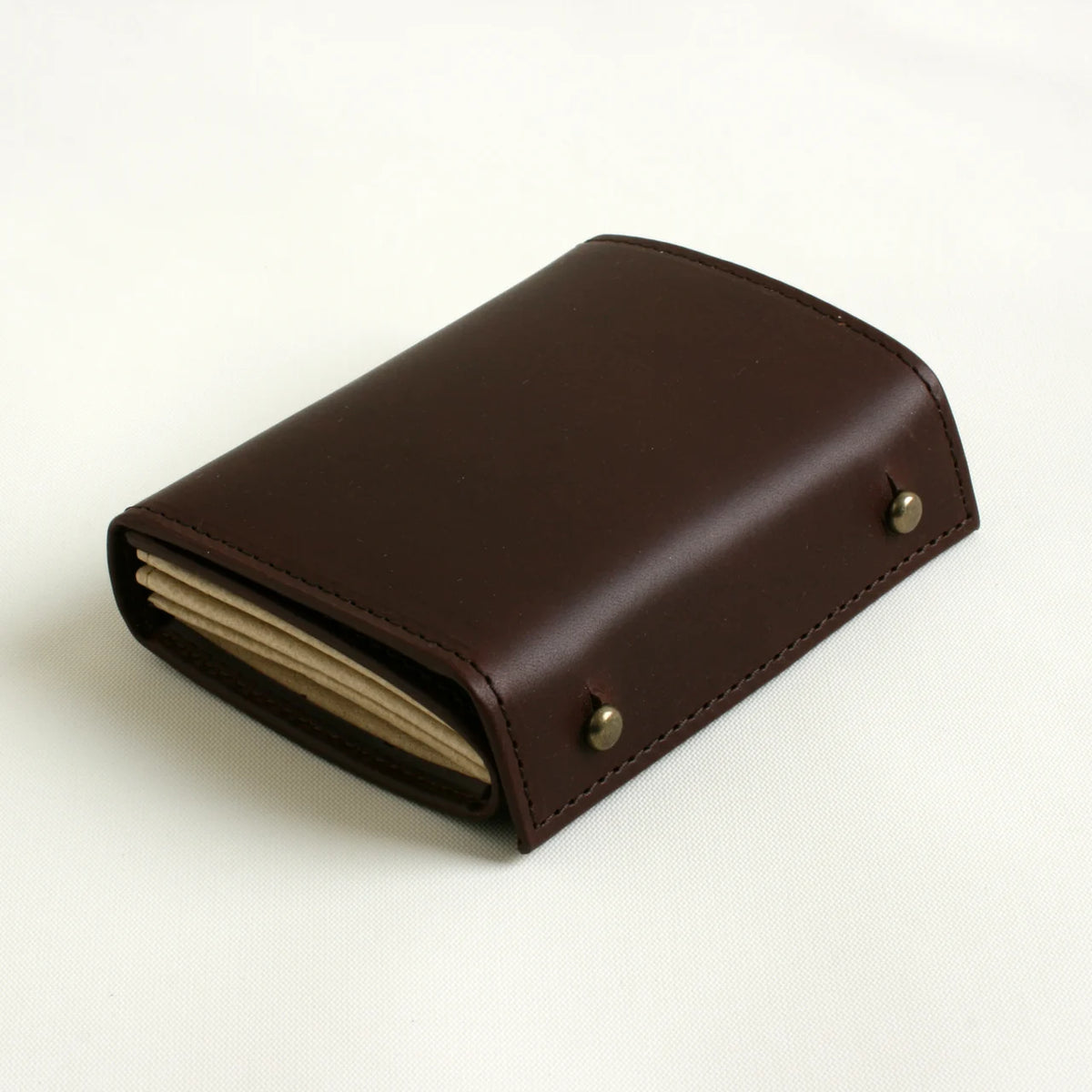 m+ millefoglie II leather wallet in tobacco  and  beige #Color_Tobacco × Beige