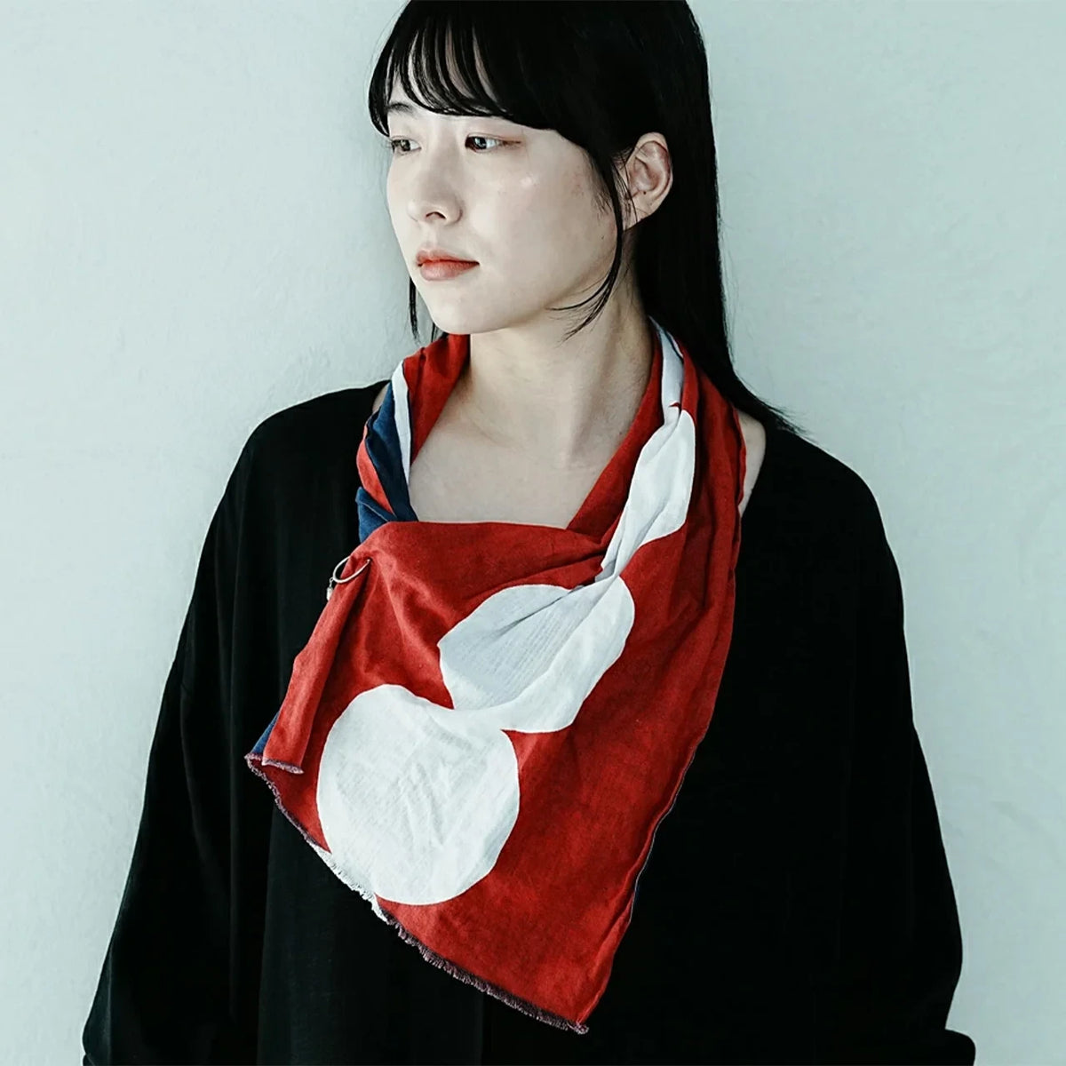 hirali reversible tenugui, Tsukimi Dango design in use