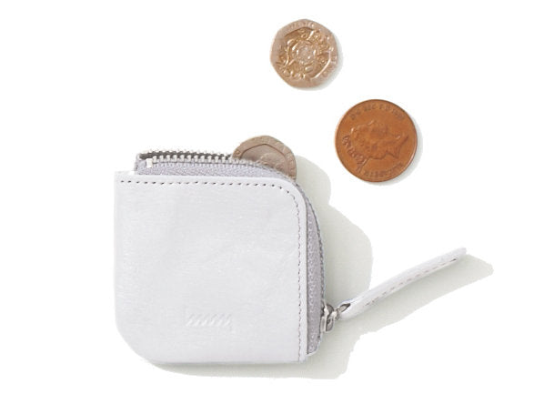 Light gray cowhide mini coin purse #Color_Light Gray