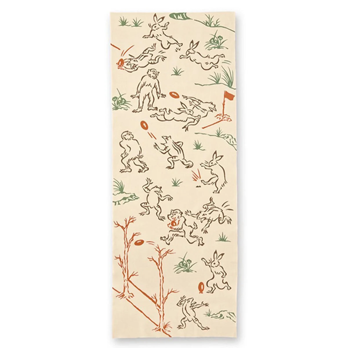 Chōjū-giga tenugui, Rugby design: frolicking frogs, rabbits and monkeys