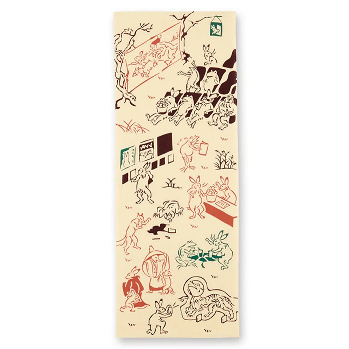 Chōjū-giga tenugui, Cinema design: frolicking frogs, rabbits and monkeys