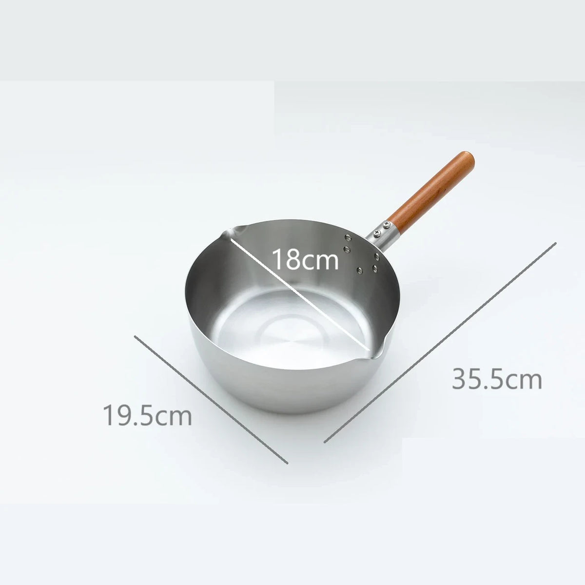 18 cm yukihira pan: depth 19.5 cm, width 35.5 cm