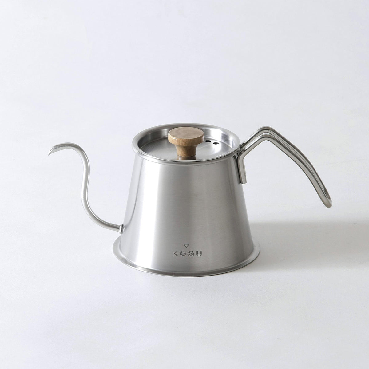 Silver Two Drip Pot Pro with lid, front view on white background