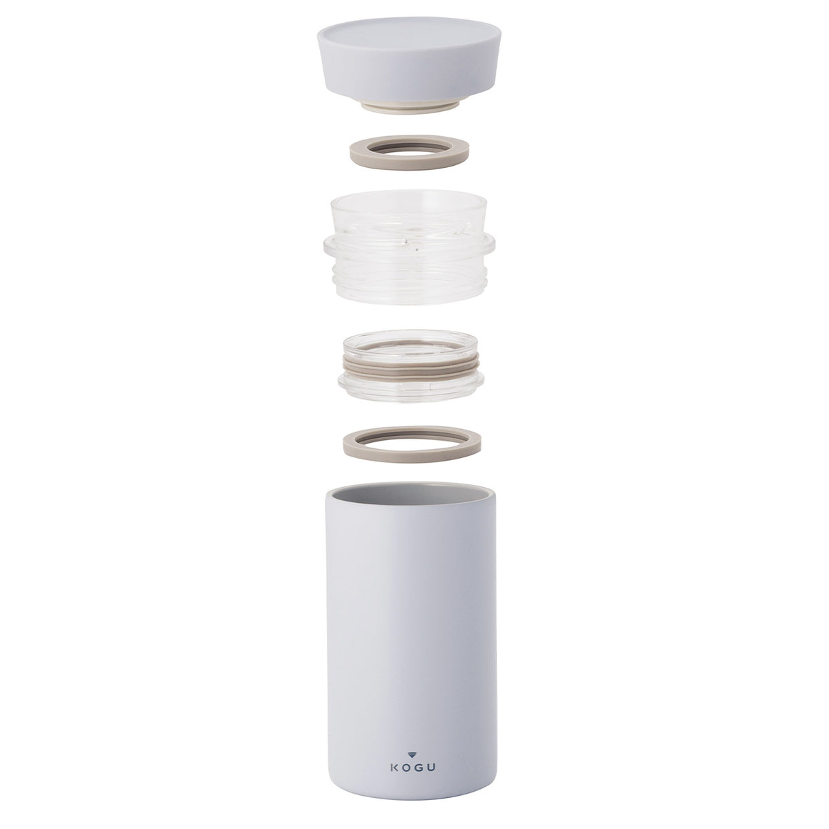 Mug bottle parts: lid, gaskets, mouthpiece and body