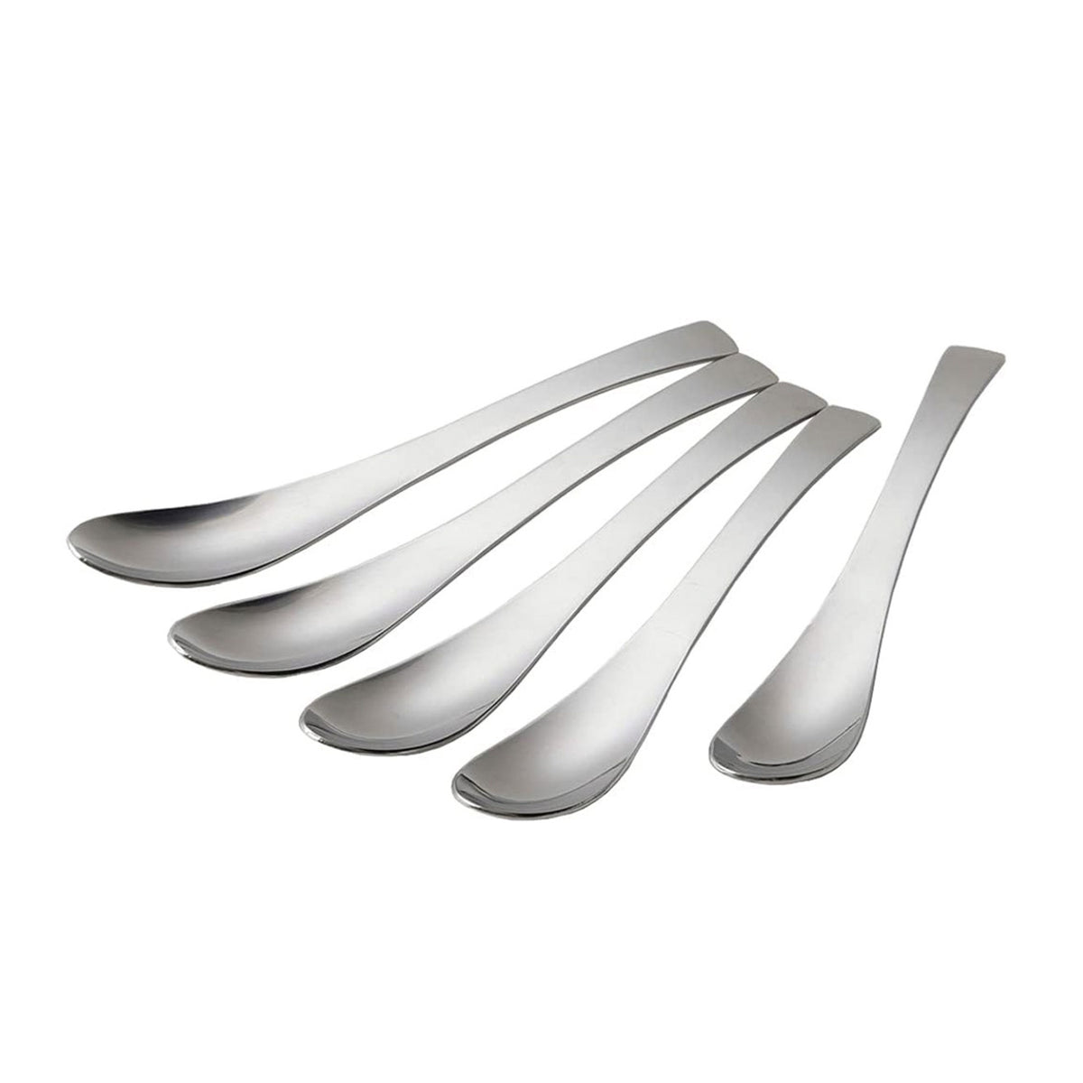 Set of five stainless steel mug spoons