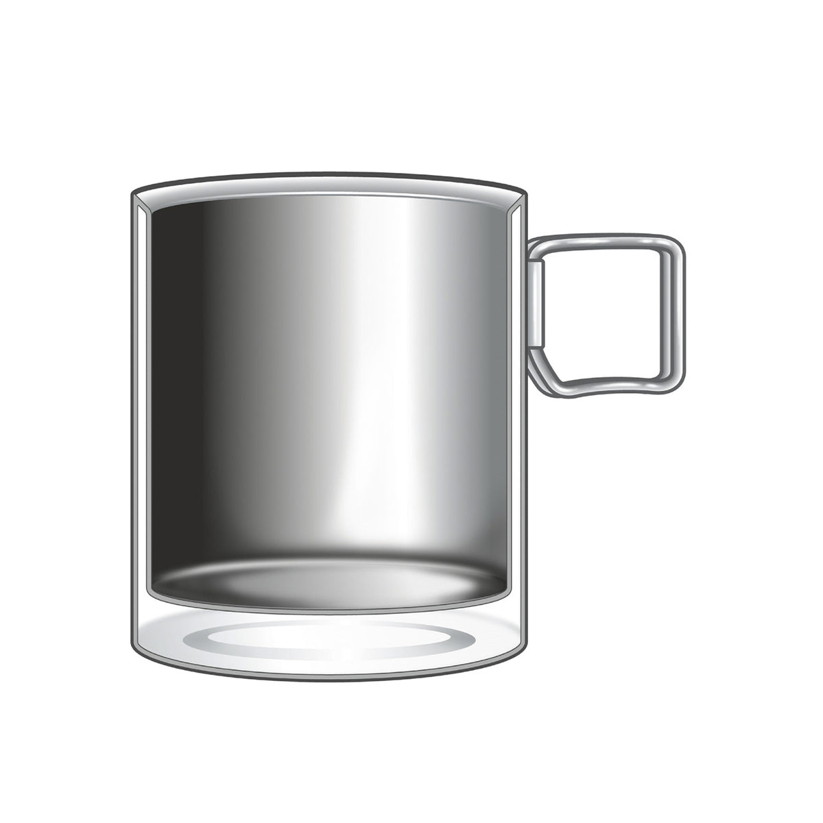 Cross-section illustration showing the double-wall structure of the mug