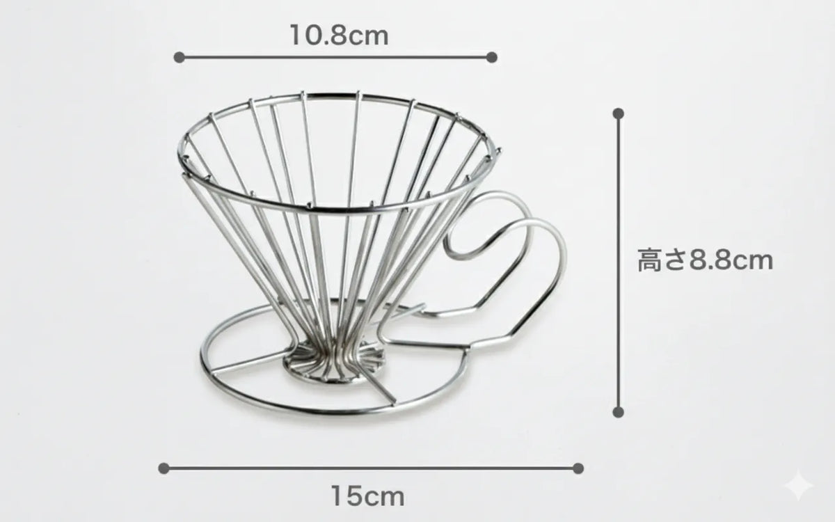 Dripper (2–4 cups) dimensions: 15 cm wide, 8.8 cm high