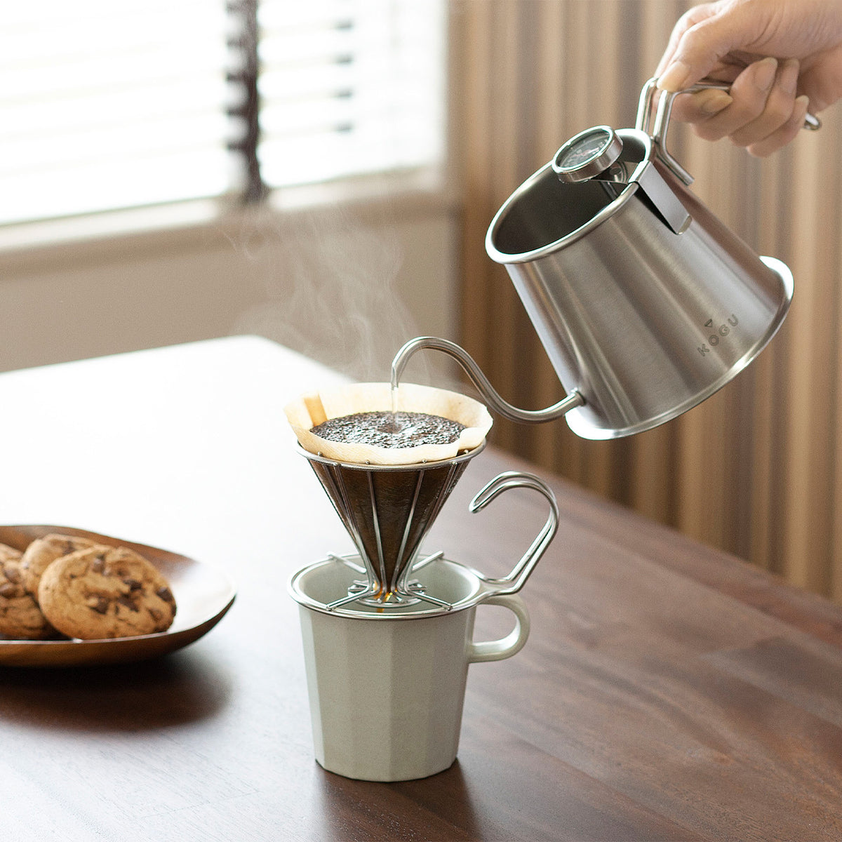 Wire dripper set directly on a mug