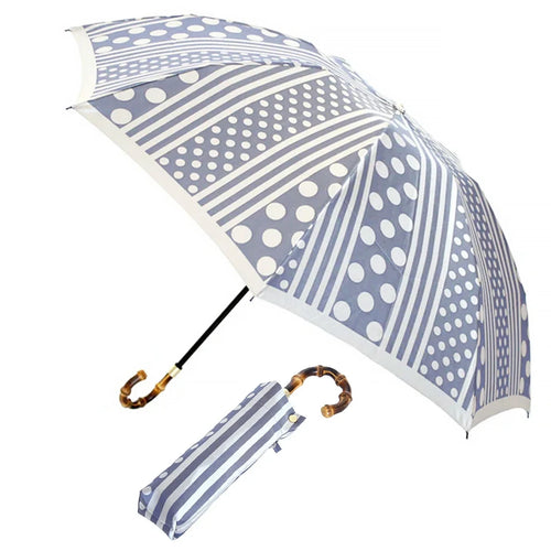 Japanischer Taschenschirm für Sonne & Regen – kirie Dots and Stripes | MAKITA SHOTEN