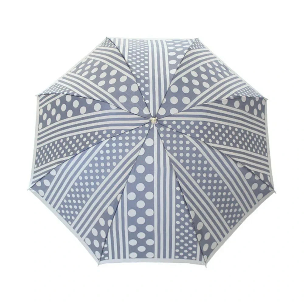 kirie Dots and Stripes umbrella in Ash Blue, canopy from above #Color_Ash Blue