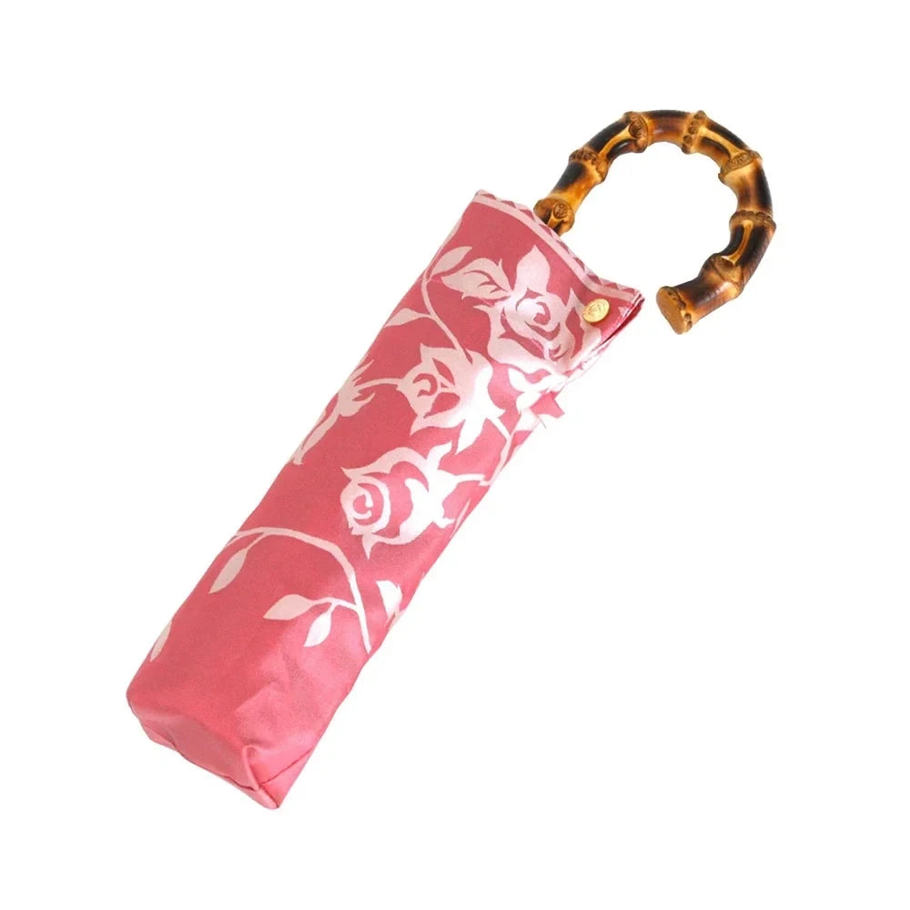 kirie Rose folding umbrella in French Red, folded #Color_French Red