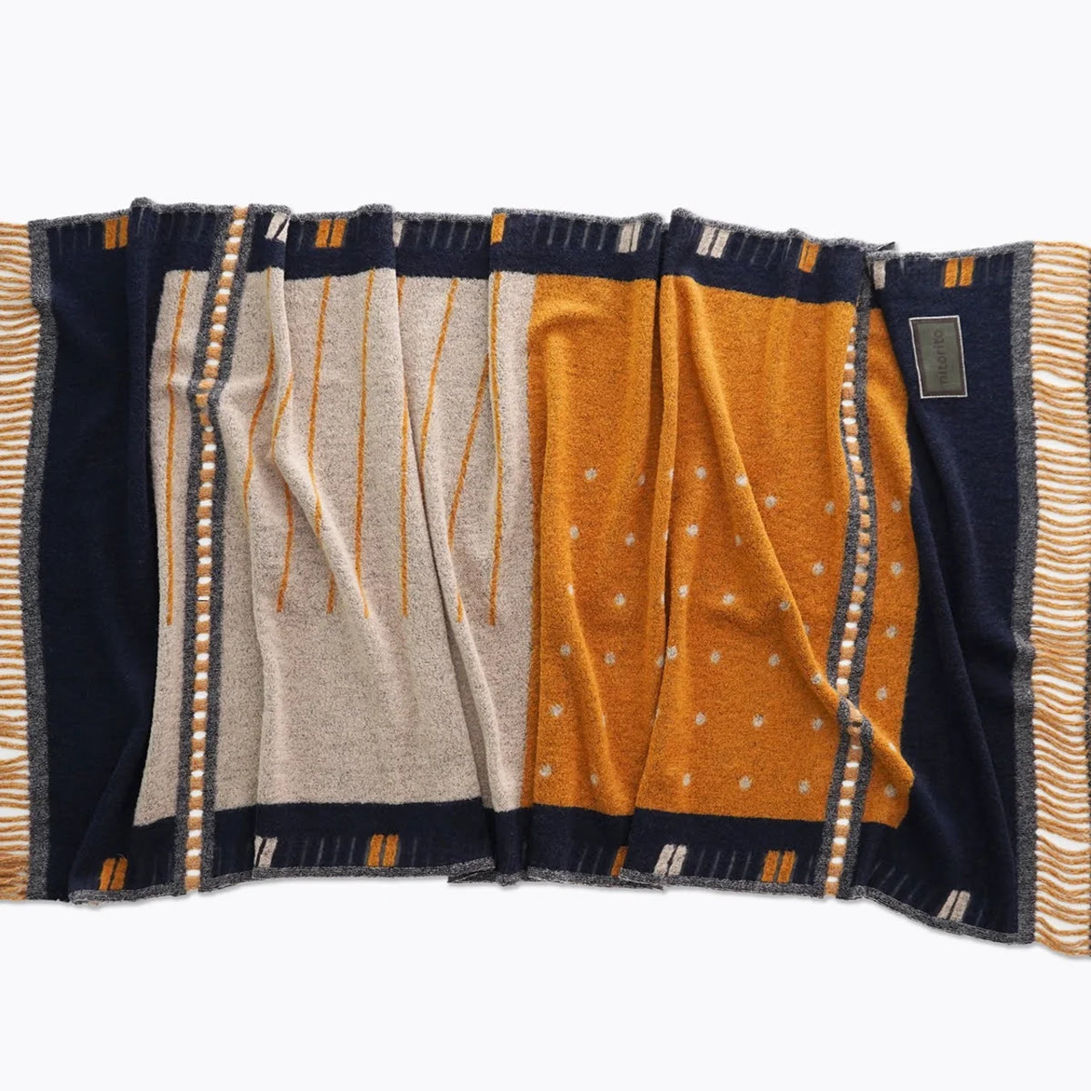 Navy window stole laid flat showing the full pattern #Color_Navy