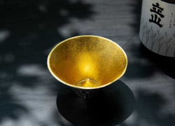 [Gift set] Mount Fuji FUJIYAMA Tin & gold leaf sake set - Nousaku-