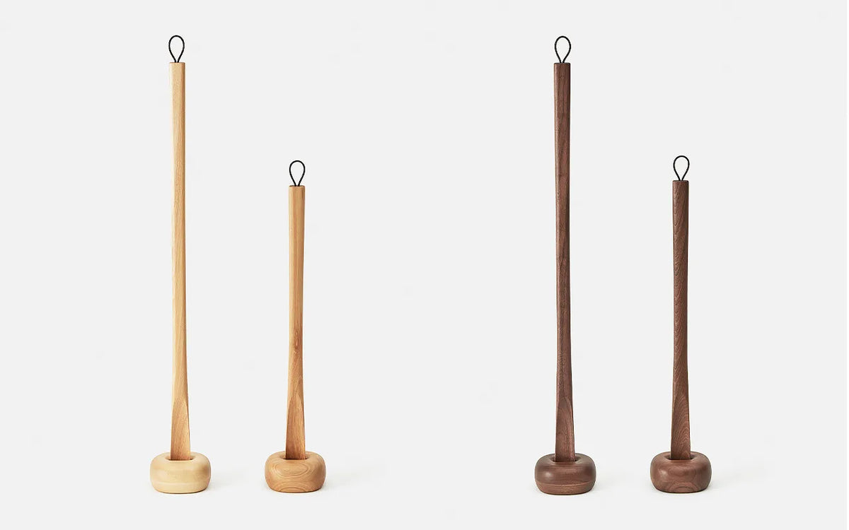 Comfy shoehorns in birch and walnut, regular and short sizes